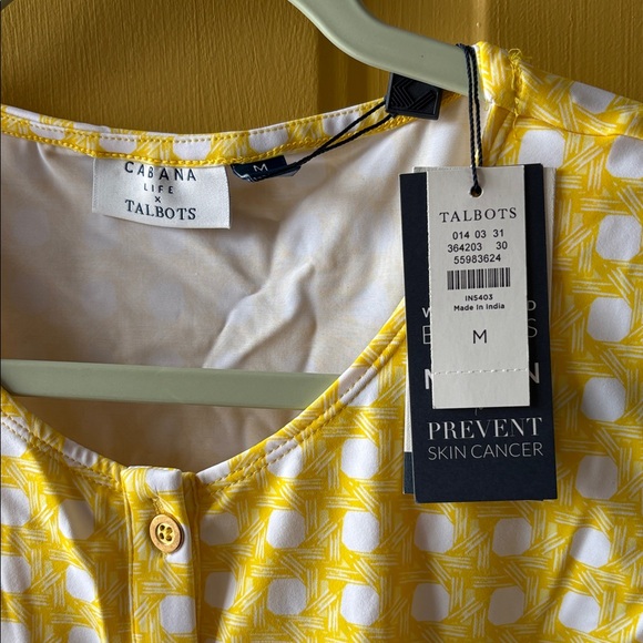 Cabana life UPF 50 Sleeveless Yellow gingham Shift Dress NWT - Picture 3 of 9
